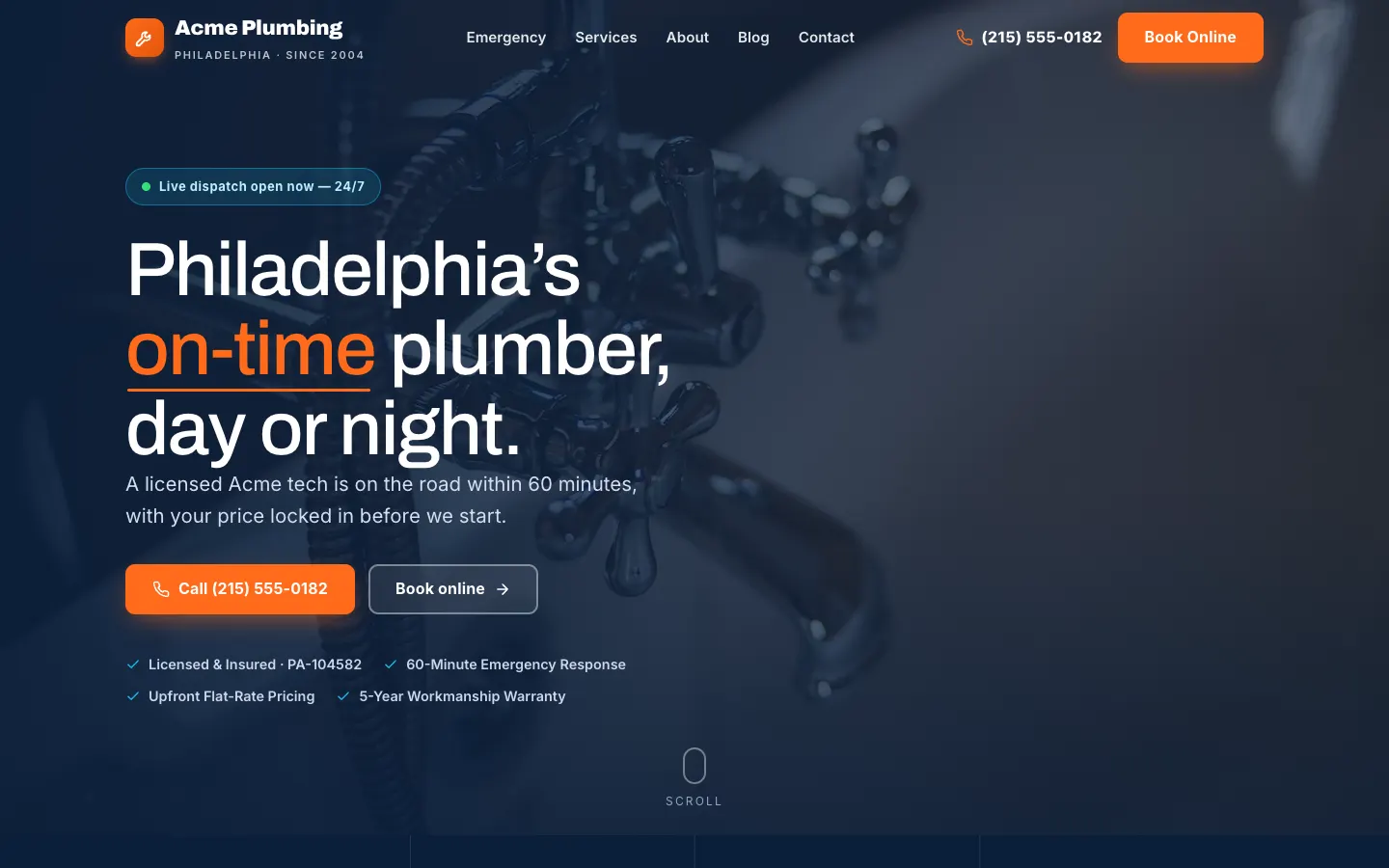 Plumbing website demo built on WorkspaceCMS