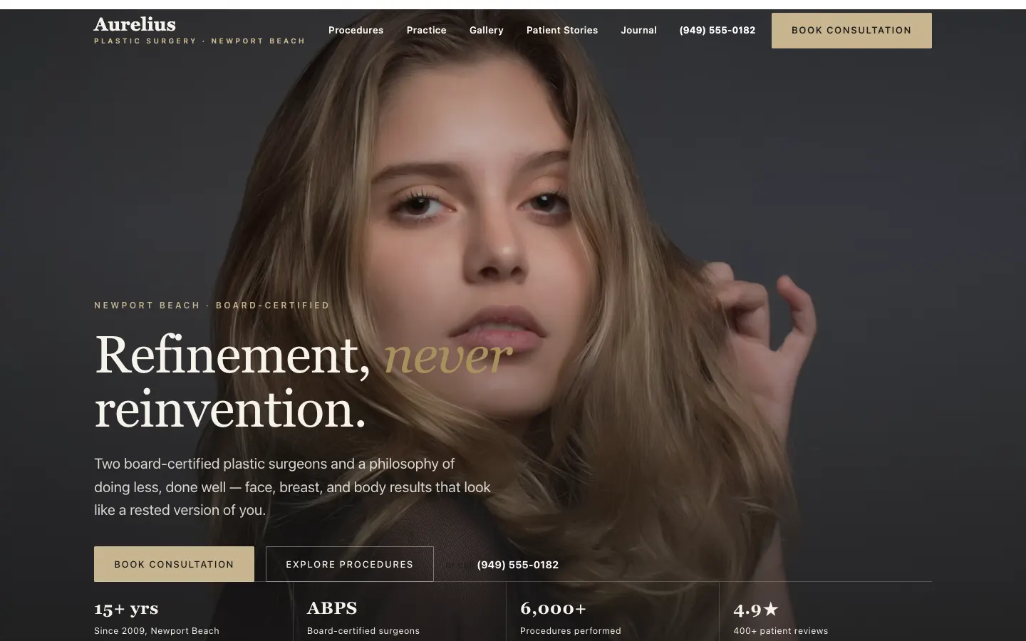 Plastic Surgery website demo built on WorkspaceCMS