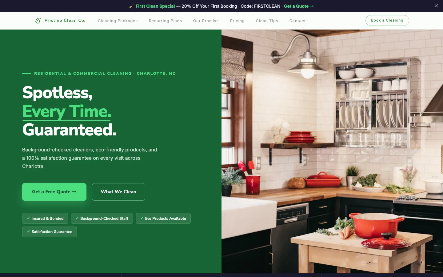 Cleaning Services website demo built on WorkspaceCMS