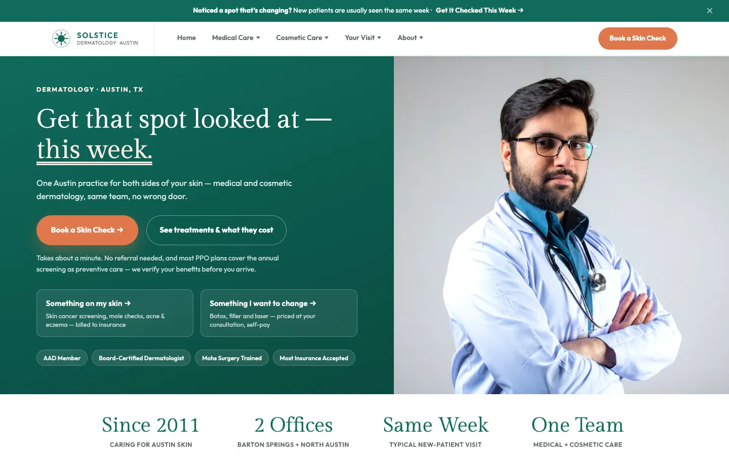 Dermatology website demo built on WorkspaceCMS