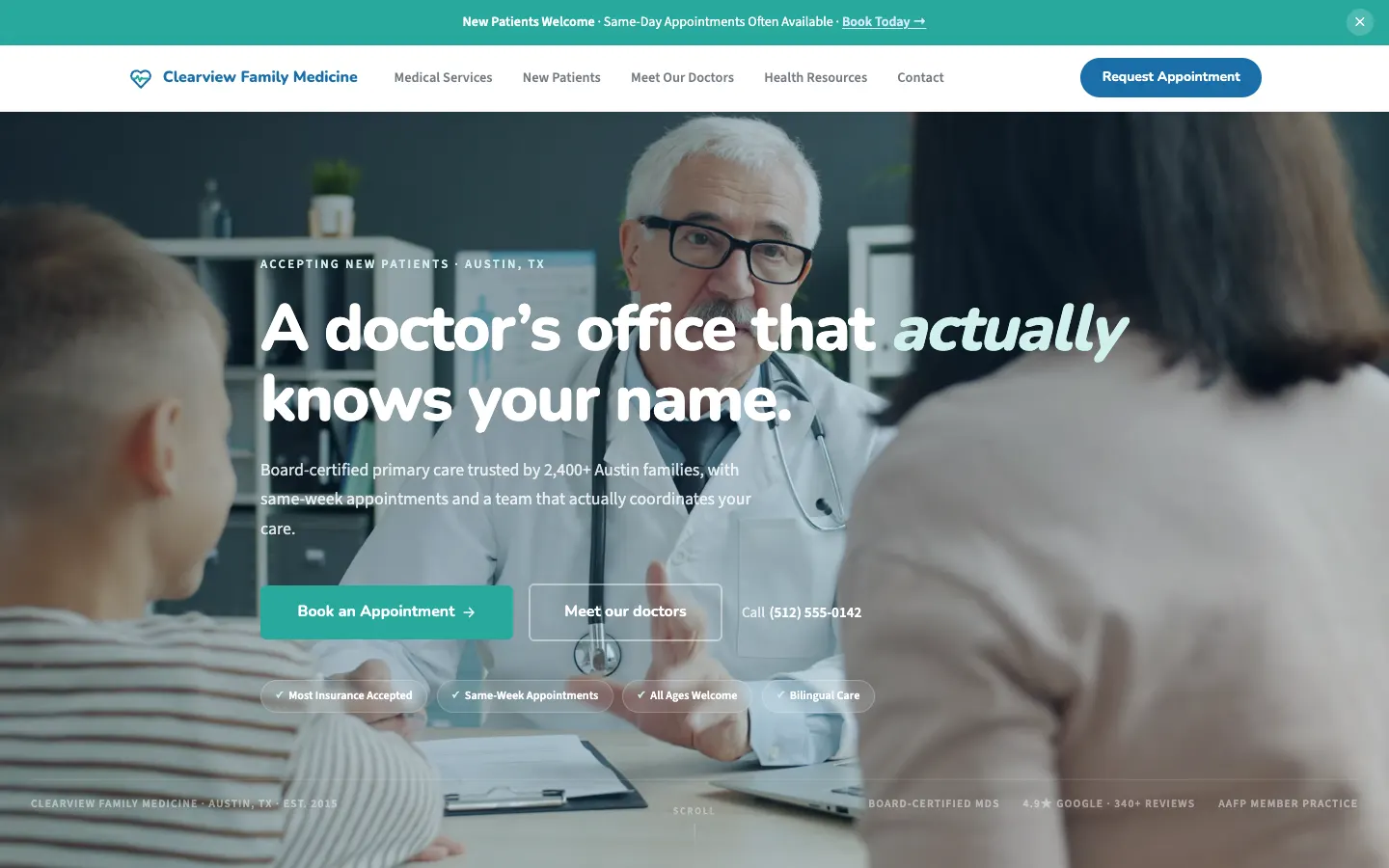 Family Medicine website demo built on WorkspaceCMS