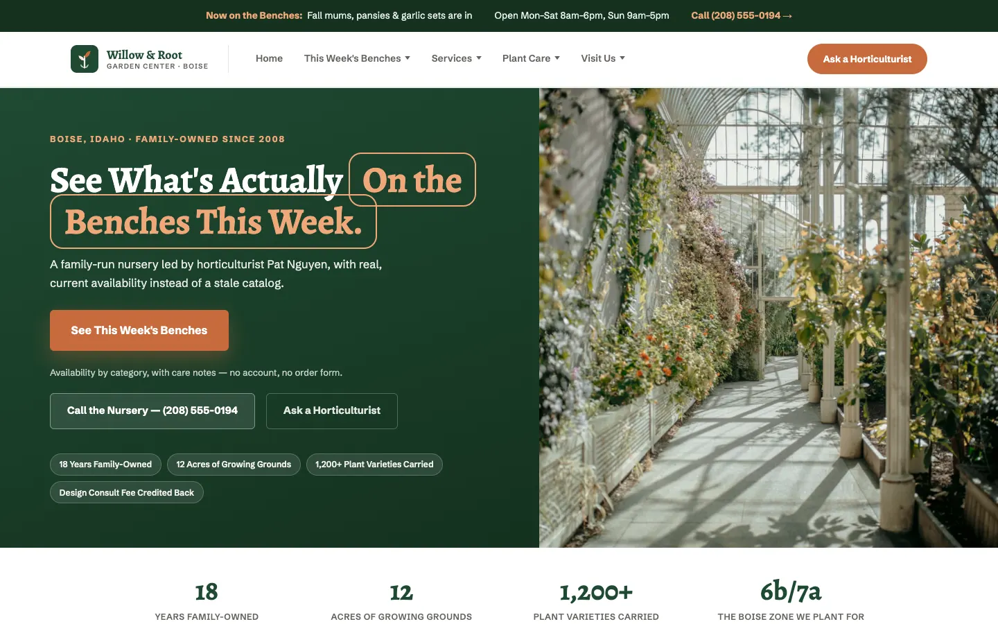 Garden Center & Nursery website demo built on WorkspaceCMS