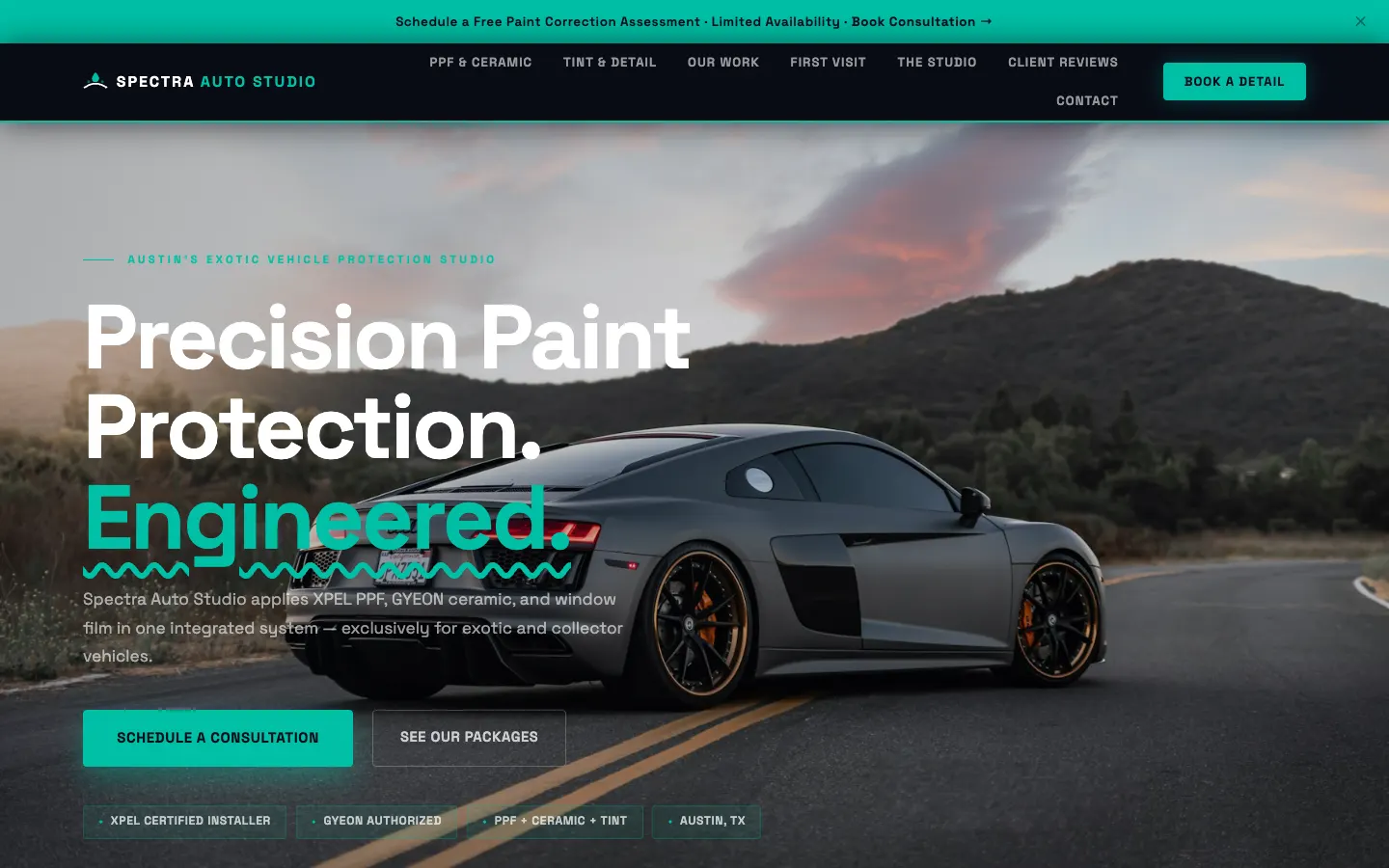 Ceramic Coating & PPF website demo built on WorkspaceCMS