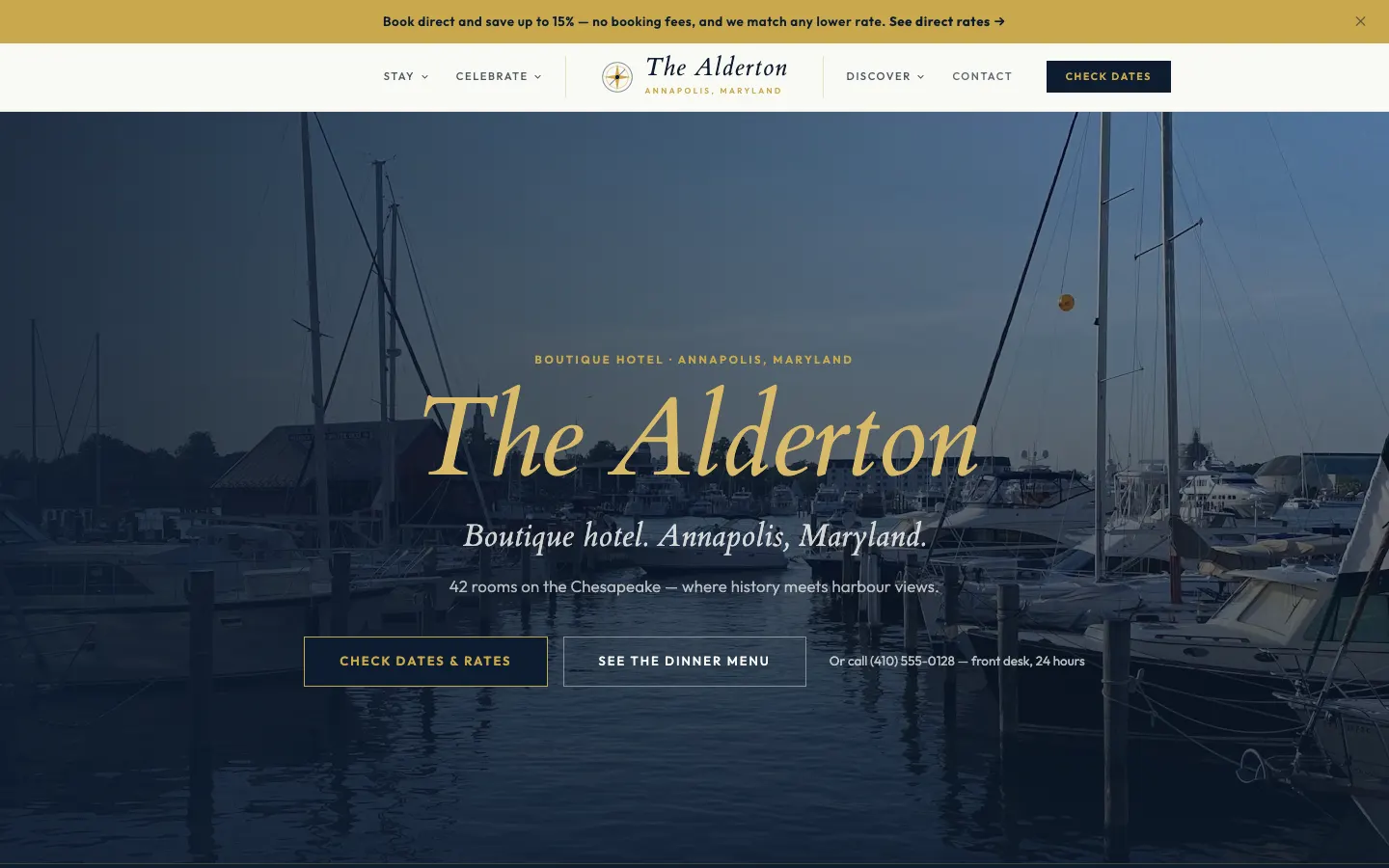 Boutique Hotel website demo built on WorkspaceCMS