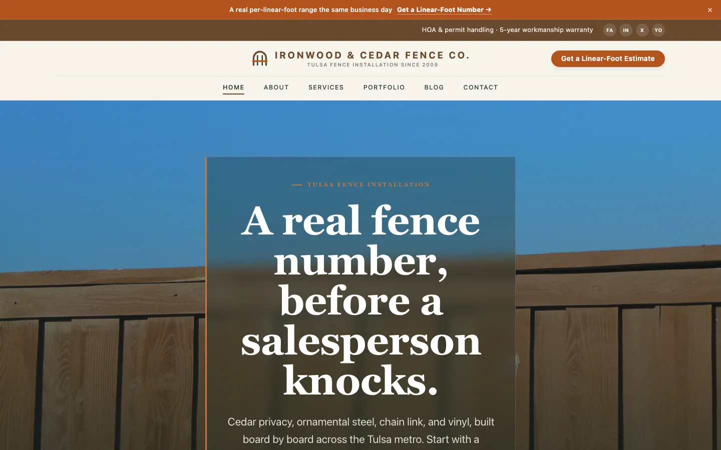 Fence Installation website demo built on WorkspaceCMS