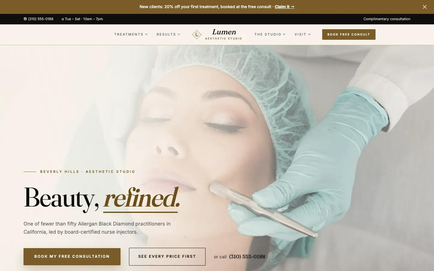 Med Spa / Aesthetics website demo built on WorkspaceCMS