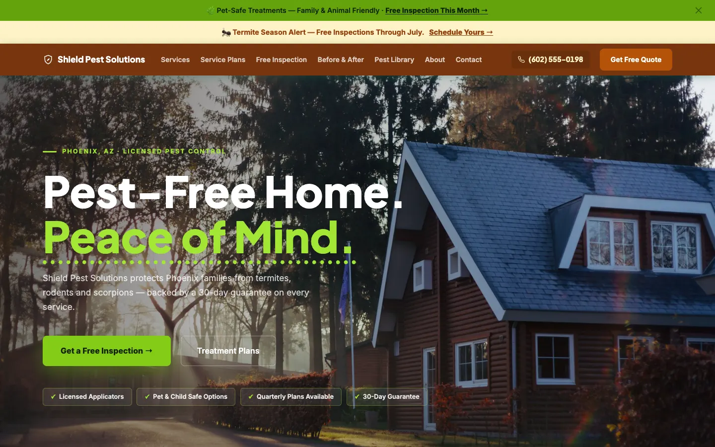 Pest Control website demo built on WorkspaceCMS
