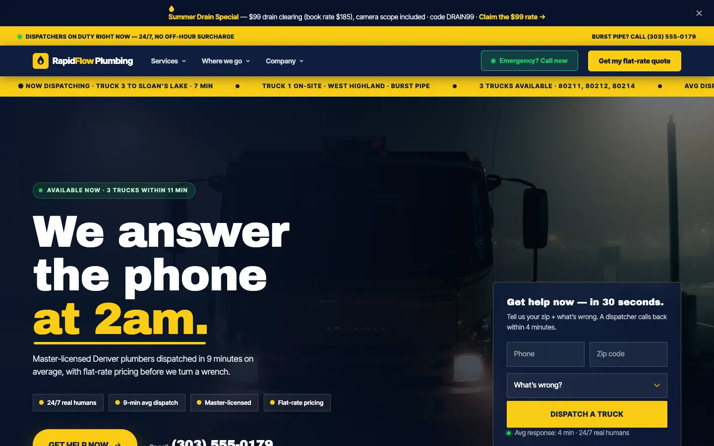 Plumbing website demo built on WorkspaceCMS
