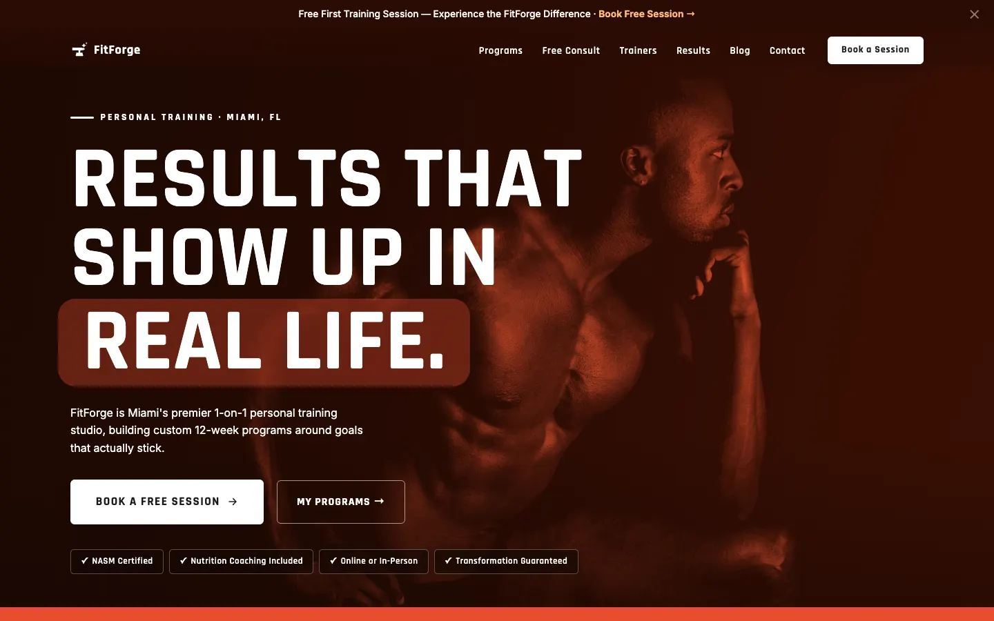 Personal Training website demo built on WorkspaceCMS