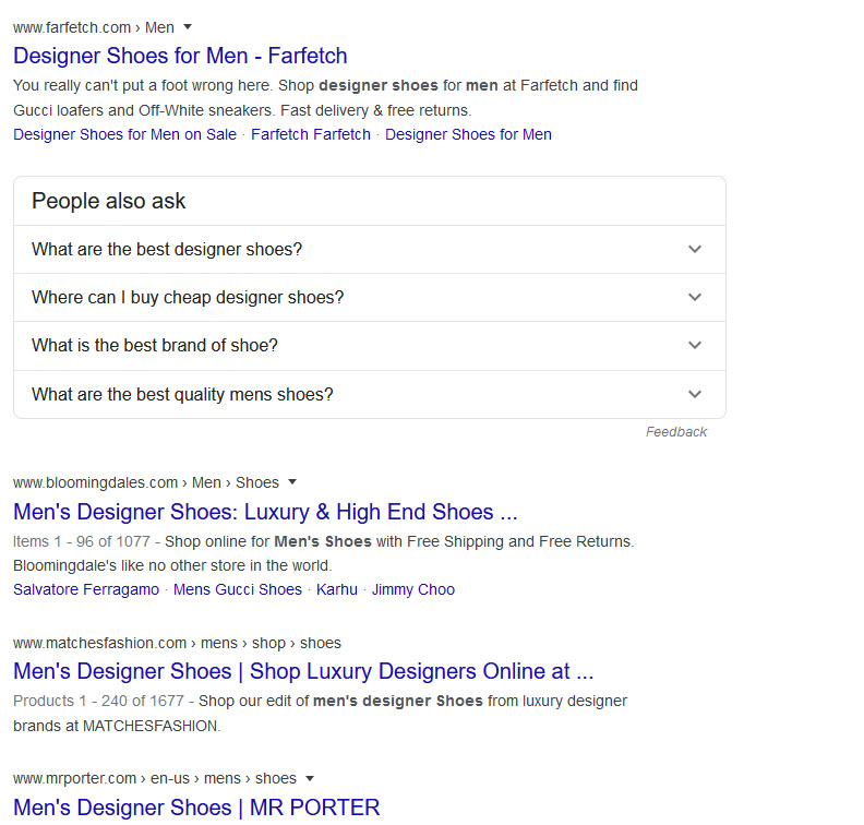 Keyword Research Google listings